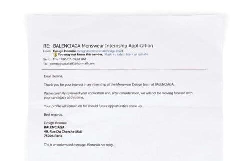 Quand Balenciaga refusait Demna : le créateur publie sa lettre de rejet de 2007