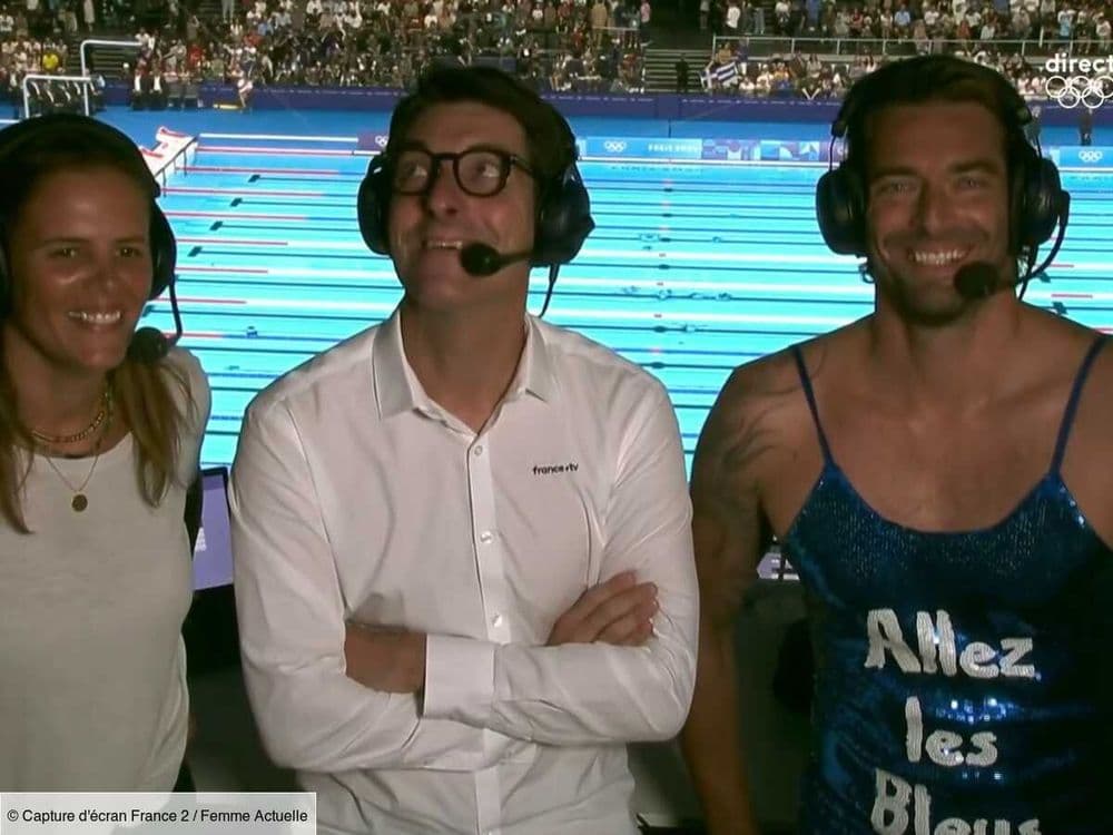 JO de Paris 2024 : Camille Lacourt relève le défi de Laure Manaudou en portant une robe à paillettes