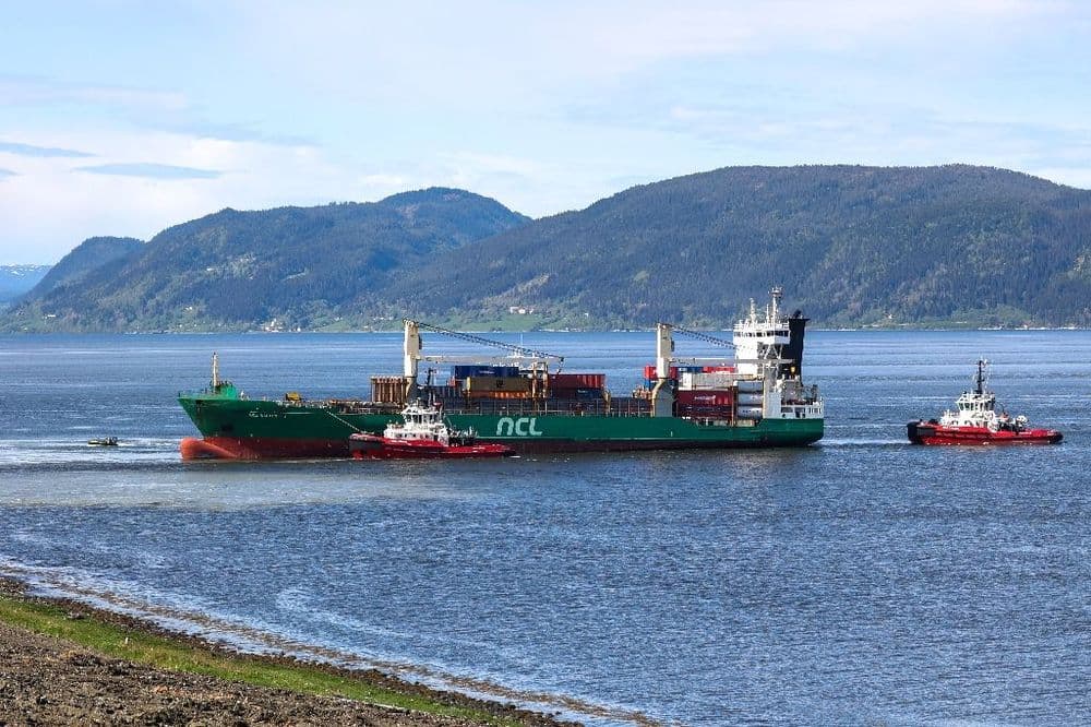 Norvège: le cargo échoué dans un jardin renfloué