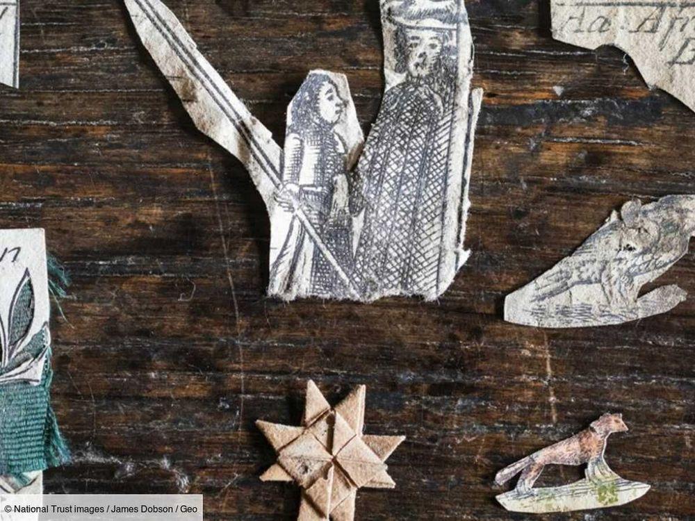 De très rares décorations en papier du XVIIe siècle découvertes sous le plancher d'un pensionnat londonien