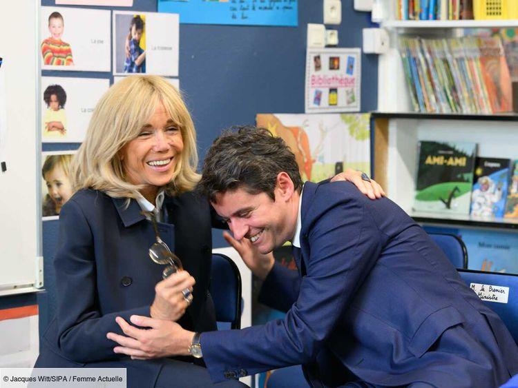 Brigitte Macron et Gabriel Attal complices lors de la visite d'une école primaire : toutes les photos