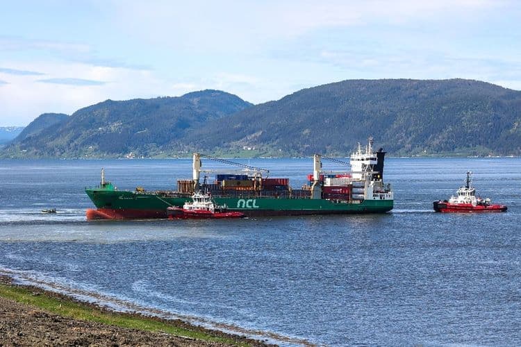 Norvège: le cargo échoué dans un jardin renfloué