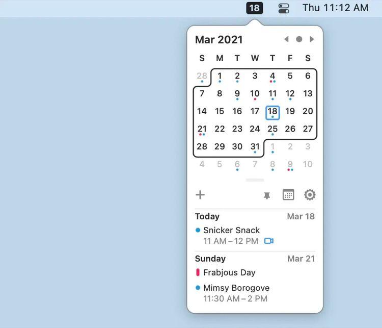 Cette petite app intègre votre calendrier dans la barre de menu sur votre Mac