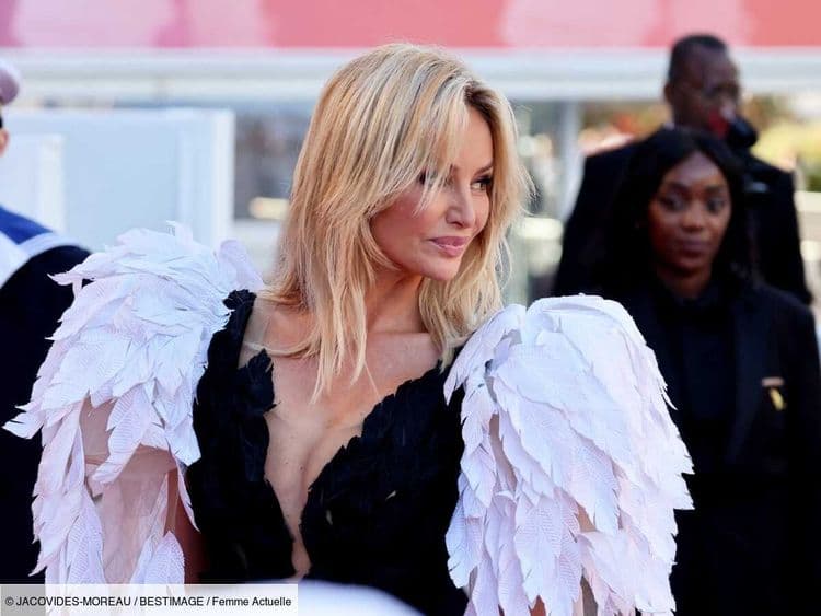 Adriana Karembeu fait sensation à Cannes dans une robe à plumes avec ailes spectaculaires