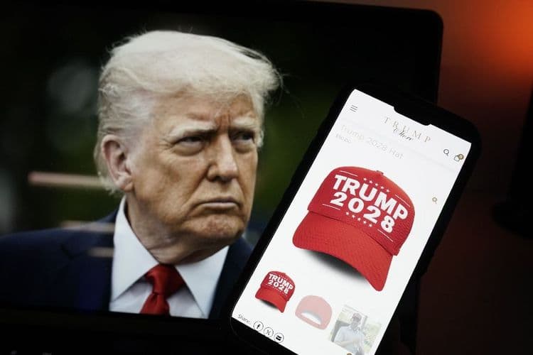 Des casquettes et T-shirts "Trump 2028" en vente sur la boutique en ligne de Donald Trump