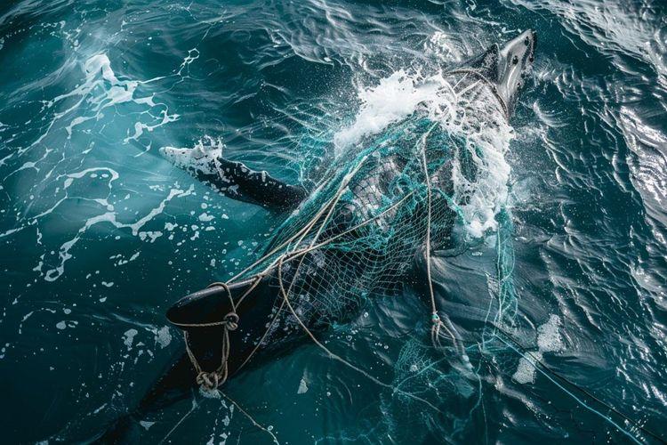 Opération de sauvetage réussie pour une baleine piégée dans 800 kg de déchets marins en Australie