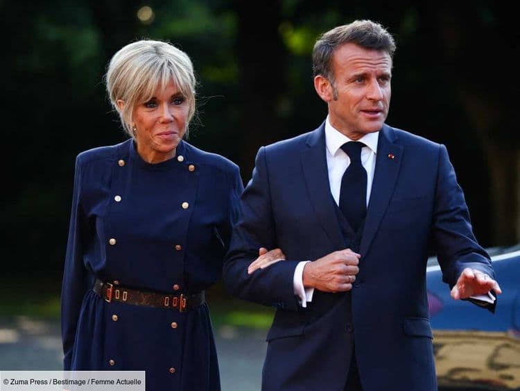 Brigitte Macron mise sur sa robe favorite, accessoirisée d’une ceinture et d’un sac Louis Vuitton, pour un dîner d'État aux Pays-Bas