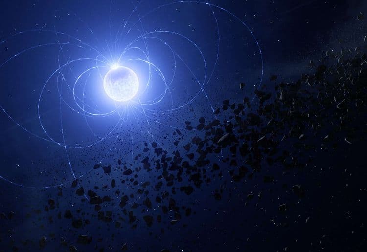 Une étoile naine blanche pourrait cannibaliser les restes d'une exoplanète avec son champ magnétique