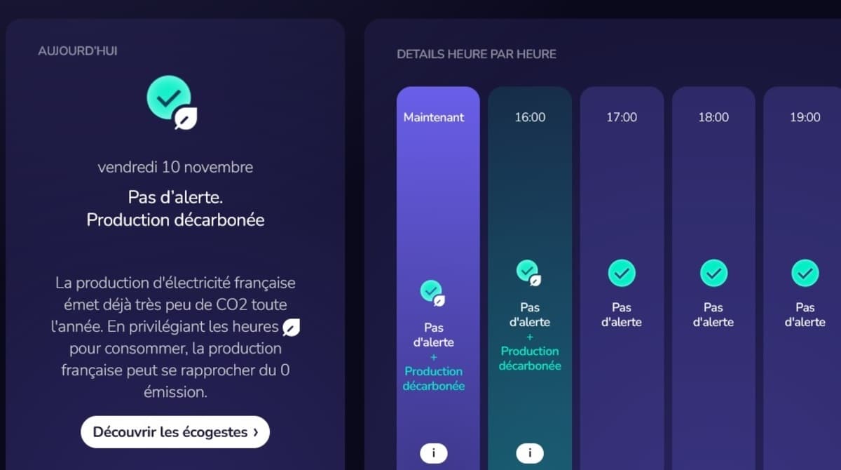 L’application EcoWatt propose désormais de savoir à quel moment votre consommation électrique est la plus verte